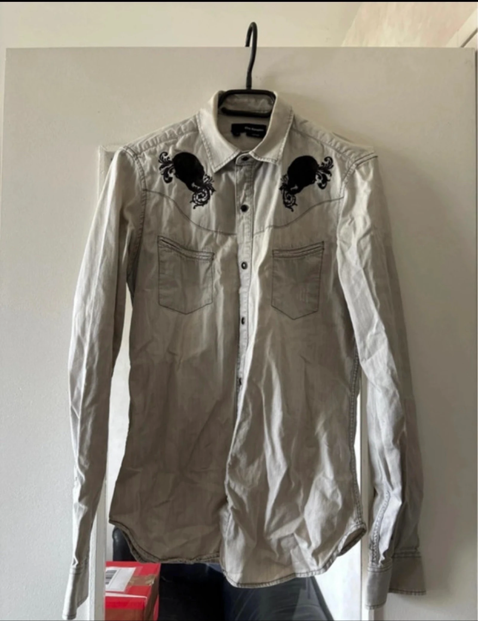 Chemise The Kooples grise brodée – XS – Coupe fitted